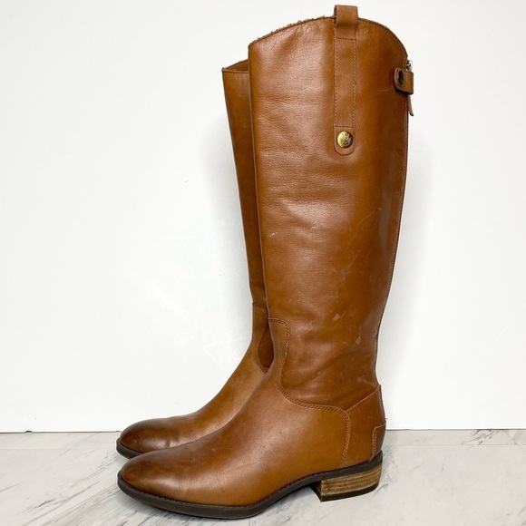 Sam Edelman Penny Whiskey Leather Riding Boot 7M - Picture 1 of 16